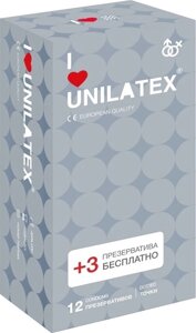 Презервативы Unilatex Dotted/точечные, 12 шт. + 3 шт. в подарок