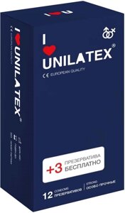 Презервативы Unilatex Extra Strong/особо прочные, 12 шт. + 3 шт. в подарок