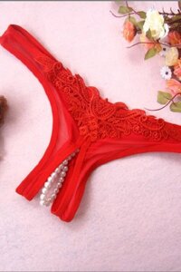 Красные трусики с жемчугом в Алматы от компании Секс шоп "More Amore"