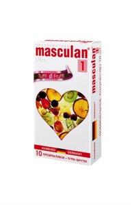 Презервативы Masculan, ultra 1, тутти-фрутти, 19 см, 5,3 см, 10 шт. в Алматы от компании Секс шоп "More Amore"