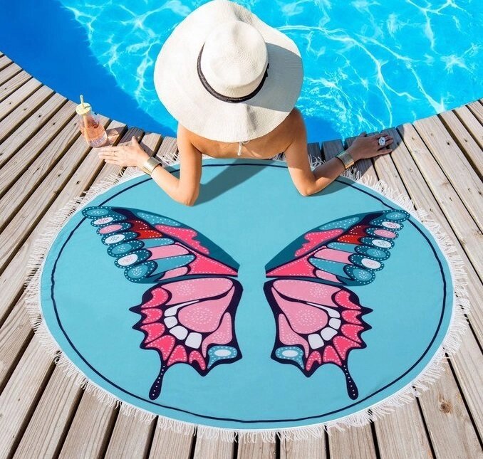 Полотенце пляжное круглое "Бабочка" (диаметр 120 см) от компании Секс шоп "More Amore" - фото 1