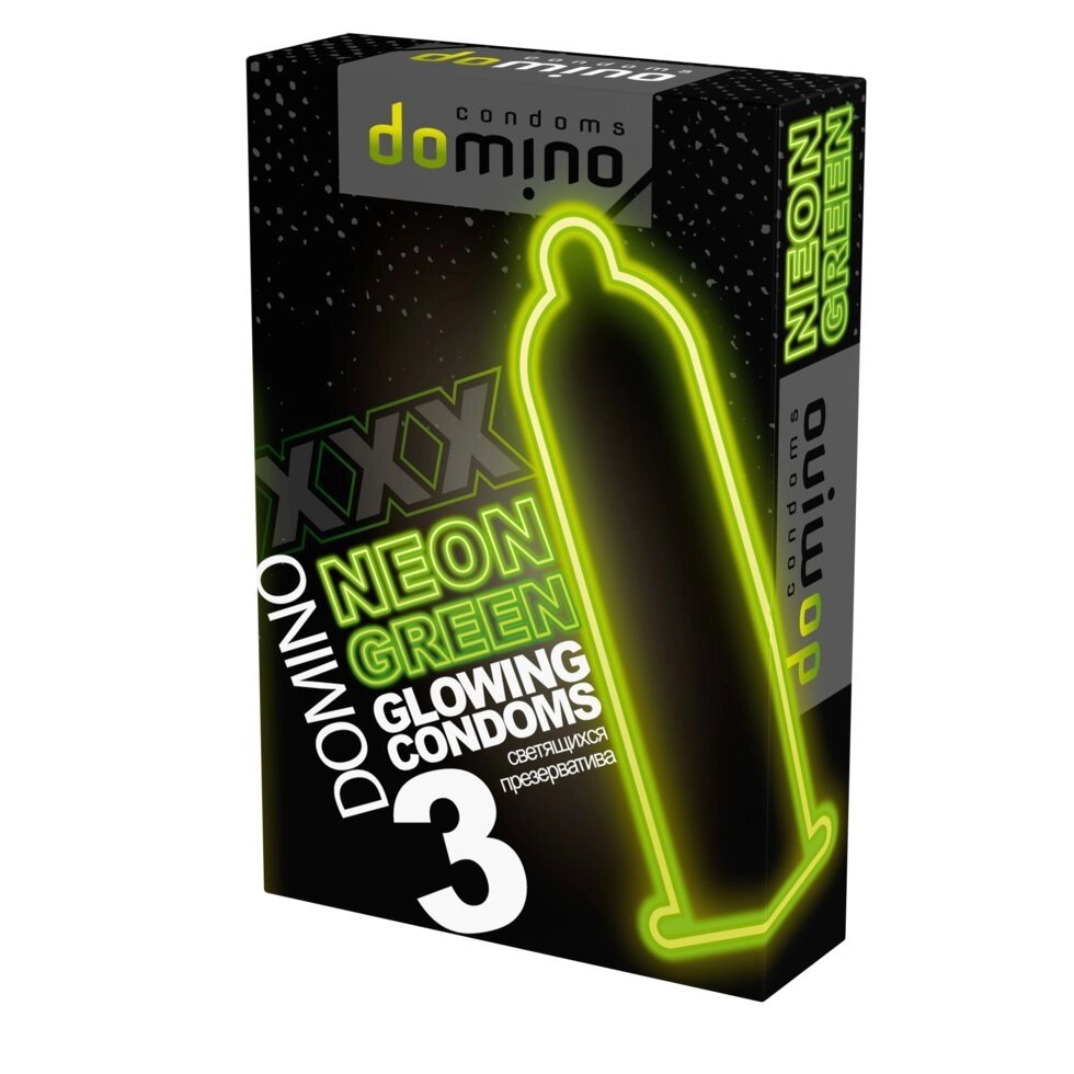 Презервативы DOMINO NEON GREEN 3 шт. (светящиеся) от компании Секс шоп "More Amore" - фото 1