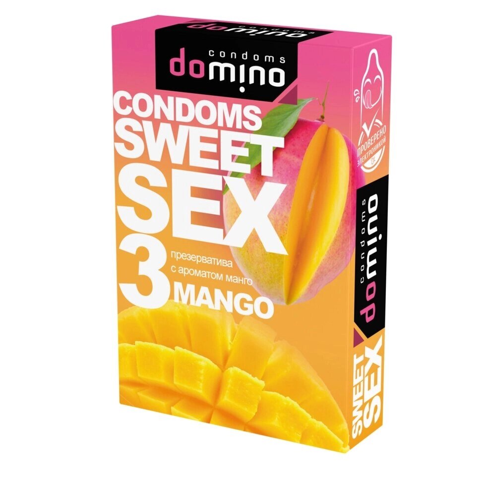 Презервативы DOMINO SWEET SEX MANGO 3штуки (оральные) от компании Секс шоп "More Amore" - фото 1