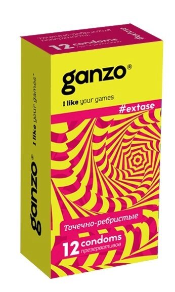 Презервативы GANZO EXTASE №12 (анатомические с точечной и ребристой текстурой) от компании Секс шоп "More Amore" - фото 1