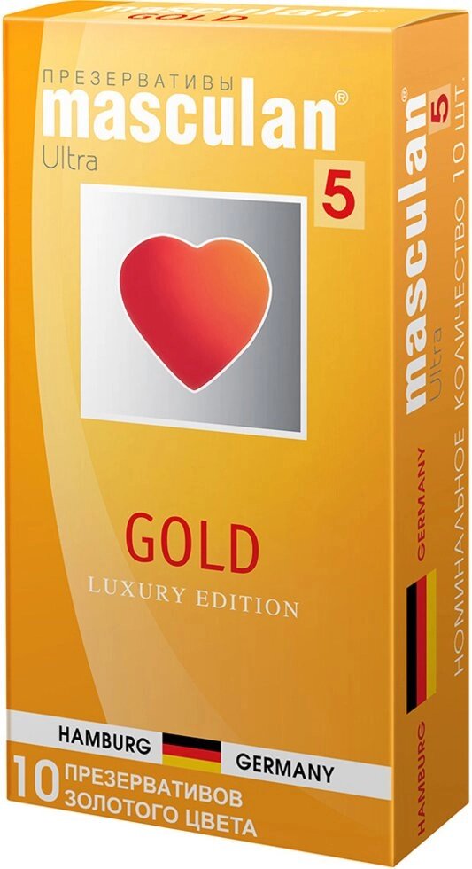 Презервативы "MASCULAN 5 ULTRA №10" (золотого цвета) 10 шт. от компании Секс шоп "More Amore" - фото 1