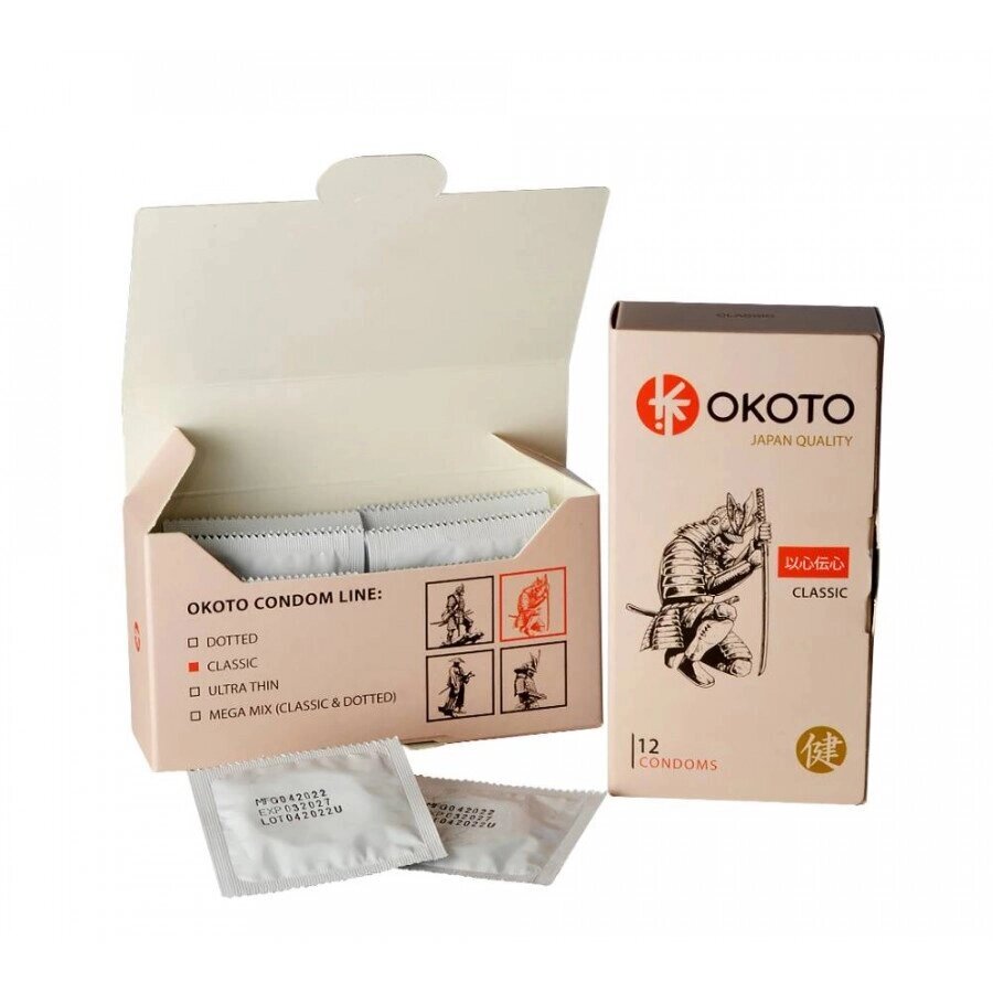 Презервативы OKOTO CLASSIC  (12 презервативов с гладкой поверхностью) от компании Секс шоп "More Amore" - фото 1