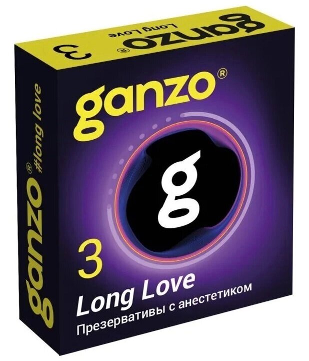 Презервативы с пролонгирующим эффектом Ganzo Long Love (Black Edition) 3шт. от компании Секс шоп "More Amore" - фото 1