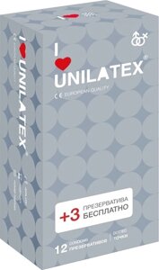 Презервативы Unilatex Dotted/точечные, 12 шт. 3 шт. в подарок