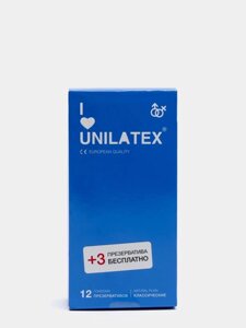 Презервативы Unilatex Natural Plain/классические, 12 шт. 3 шт. в подарок