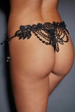 Сексуальные ажурные стринги, чёрные от компании Секс шоп "More Amore" - фото 1