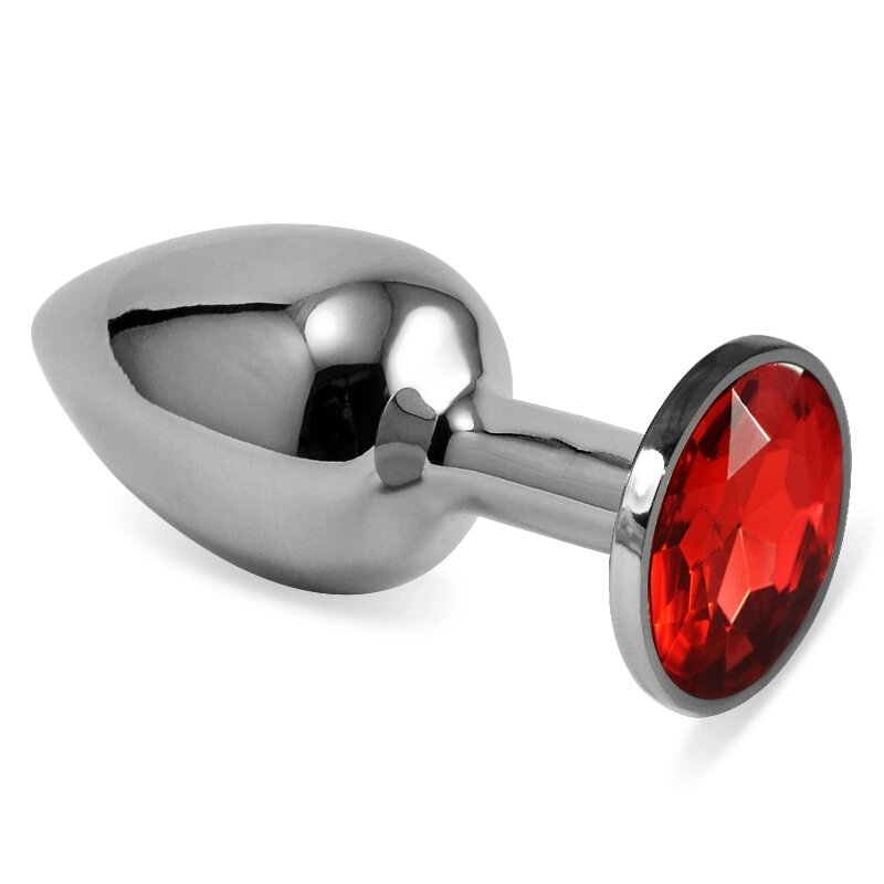 Серебряная пробка с кристаллом (красный) от компании Секс шоп "More Amore" - фото 1
