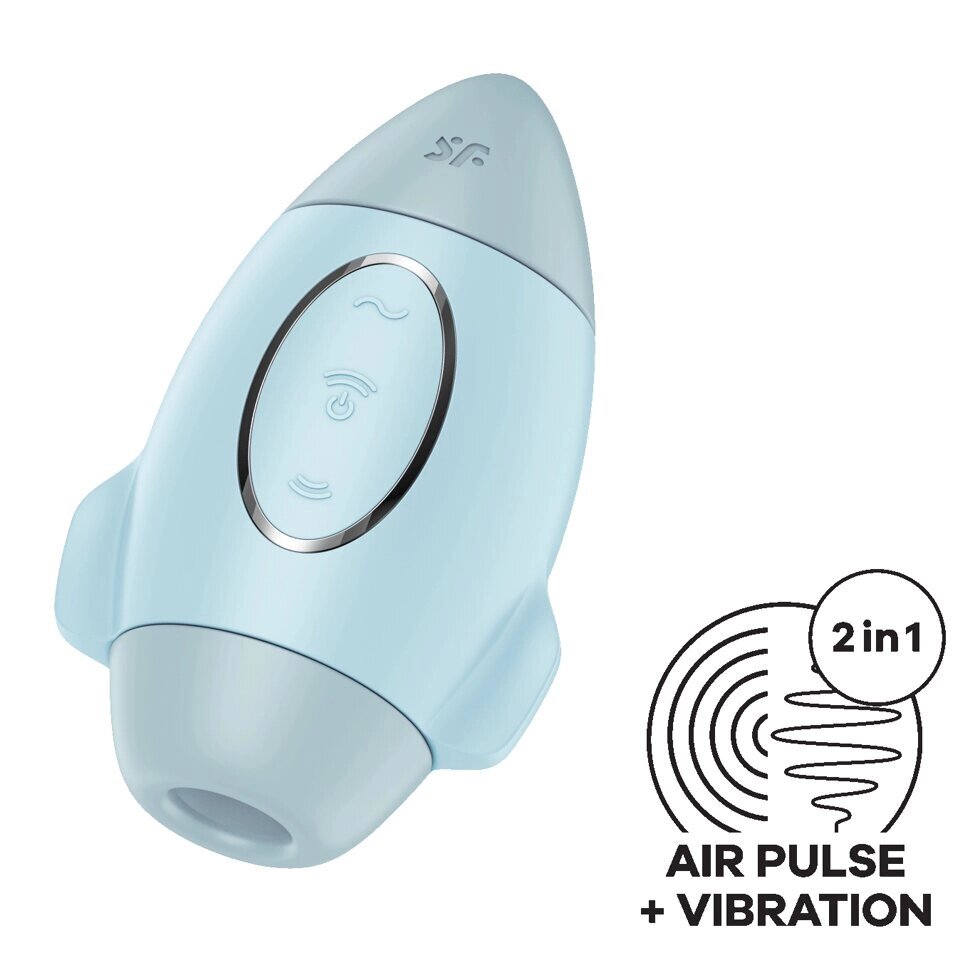 Стимулятор клитора с воздушной стимуляцией и вибрацией Satisfyer Mission Control (голубой) от компании Секс шоп "More Amore" - фото 1