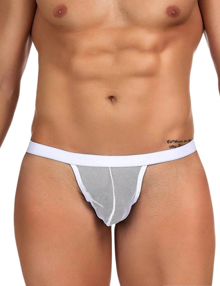 Стринги мужские в сетку белые (размер S) от компании Секс шоп "More Amore" - фото 1