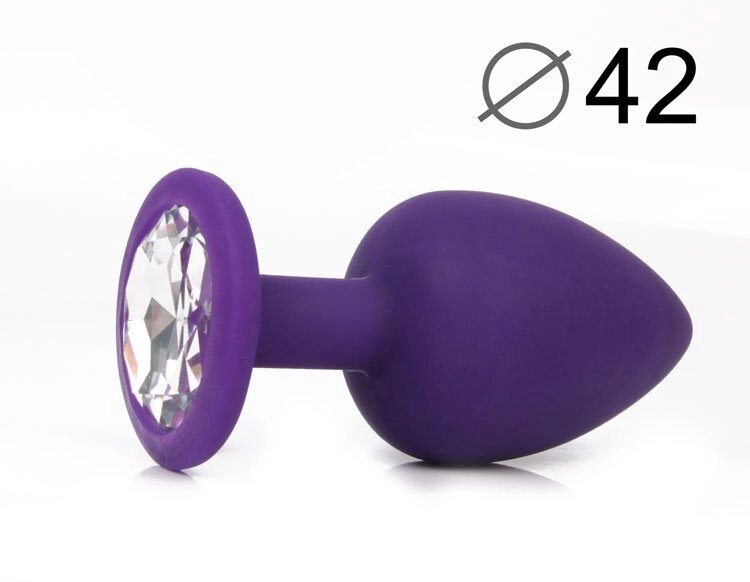 ВТУЛКА АНАЛЬНАЯ, L 95 мм D 42 мм, фиолетовая, цвет кристалла бесцветный, силикон, арт. SF-70702-01 от компании Секс шоп "More Amore" - фото 1