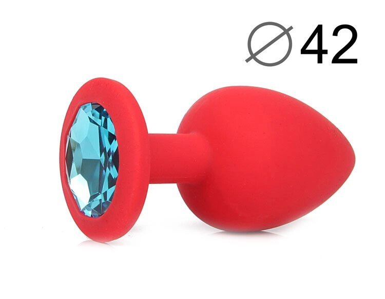 ВТУЛКА АНАЛЬНАЯ, L 95 мм D 42 мм, красная, цвет кристалла голубой, силикон, арт. SF-70602-05 от компании Секс шоп "More Amore" - фото 1