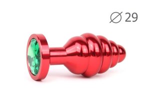 Втулка анальная RED PLUG SMALL красная, зеленый кристалл