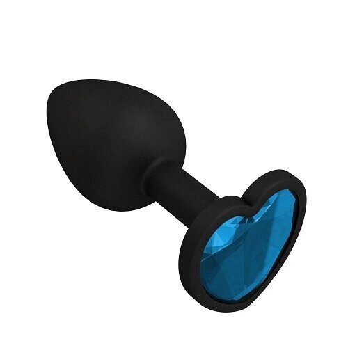 Втулка силиконовая черная с голубым кристаллом от компании Секс шоп "More Amore" - фото 1