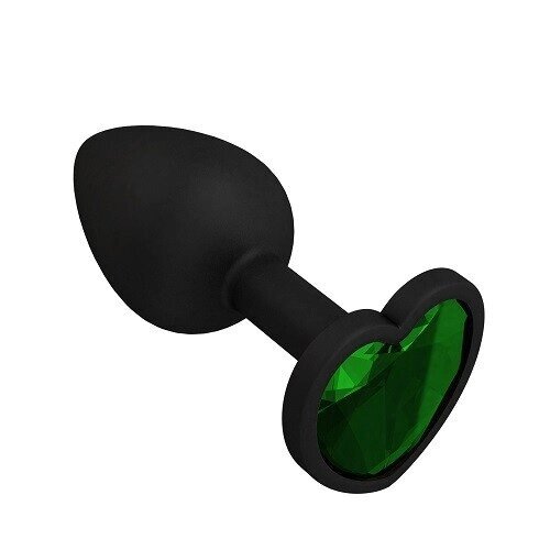 Втулка силиконовая черная с зеленым кристаллом от компании Секс шоп "More Amore" - фото 1