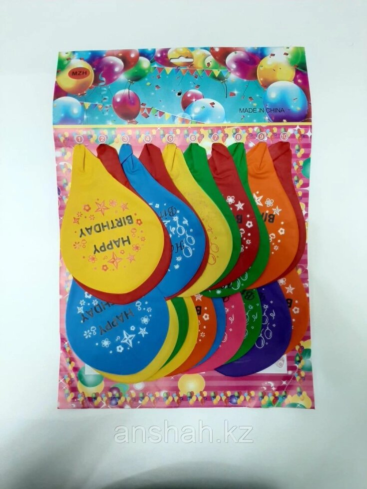 Большие гелиевые шары "Happy Birthday", на планшете, 20 шт от компании ИП Оптовая компания Anshah - фото 1