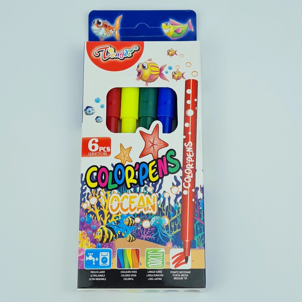 Цветные фломастеры, 6 шт от компании ИП Оптовая компания Anshah - фото 1