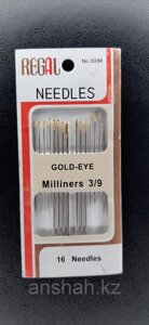 Иглы для шитья Needles золотое ушко набор 16 игл (3600 шт)
