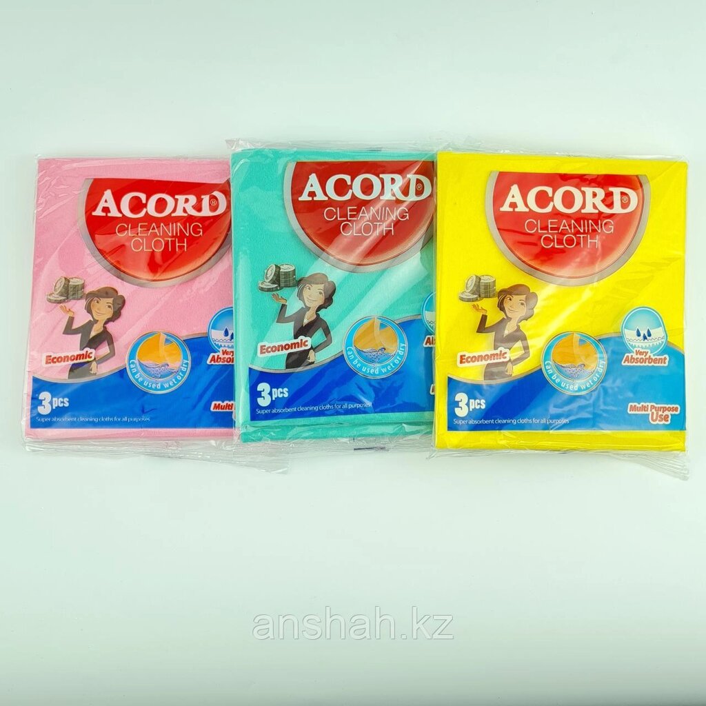 Кухонные тряпки "Acord", разные цвета, 3 шт от компании ИП Оптовая компания Anshah - фото 1