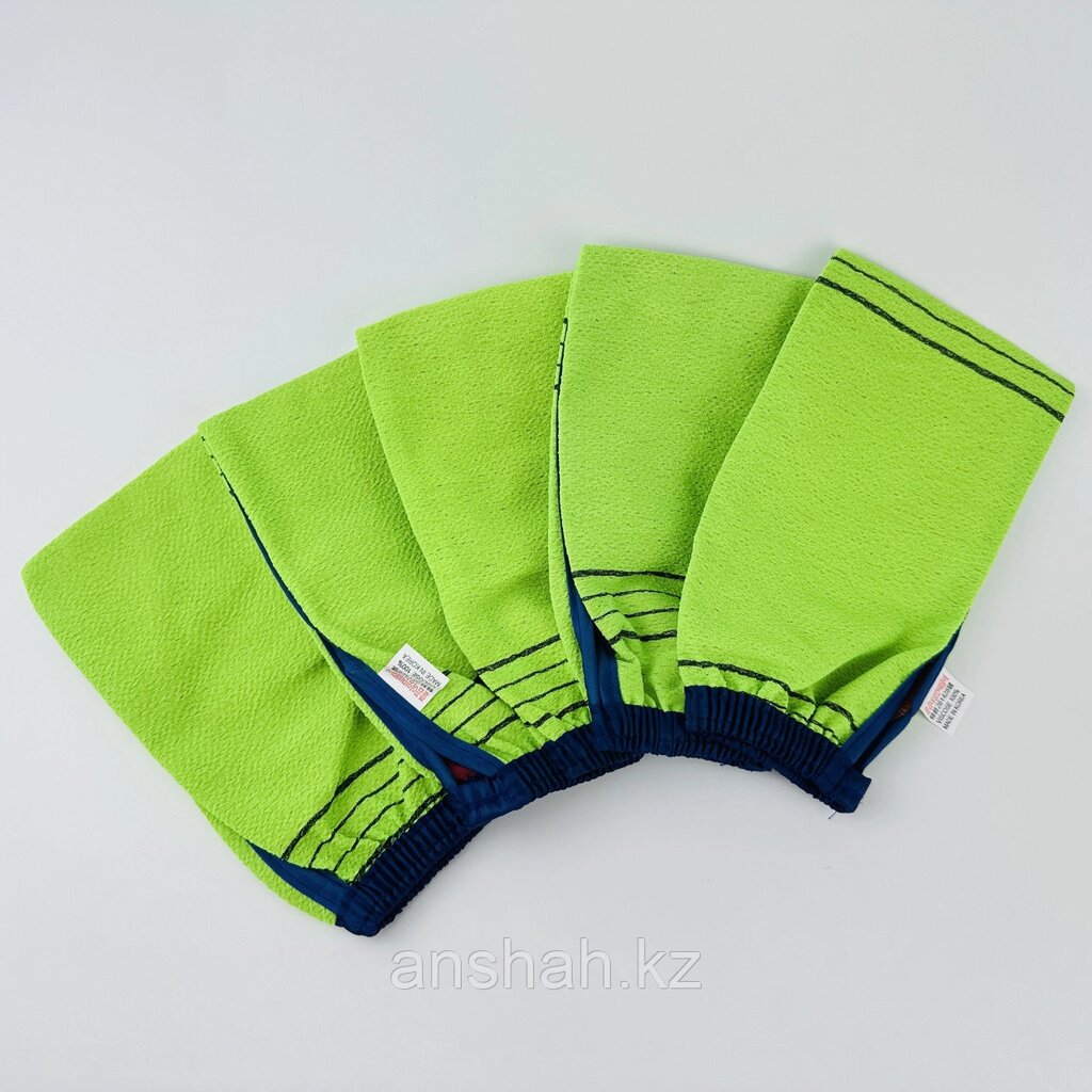 Мочалка-варежка для пилинга тела, зеленая от компании ИП Оптовая компания Anshah - фото 1