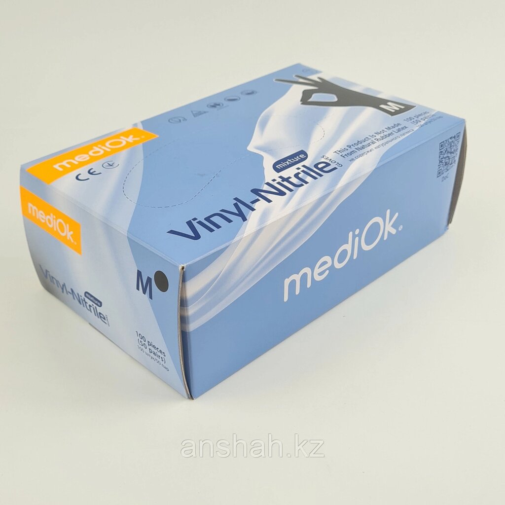 Перчатки винил-нитрил "MediOk", чёрные, размер М от компании ИП Оптовая компания Anshah - фото 1