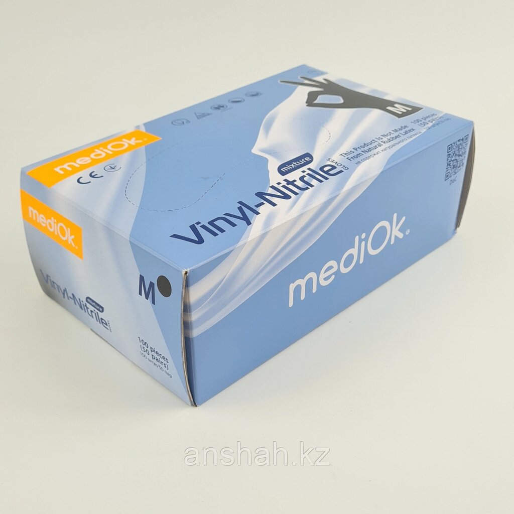 Перчатки винил-нитрил "MediOk", чёрные, размеры М, L. от компании ИП Оптовая компания Anshah - фото 1