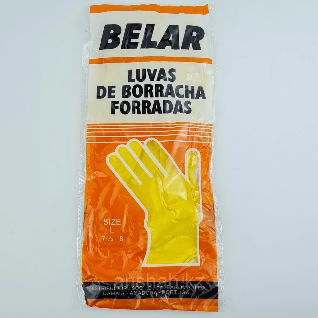 Резиновые желтые перчатки "Belar", размер L, М от компании ИП Оптовая компания Anshah - фото 1