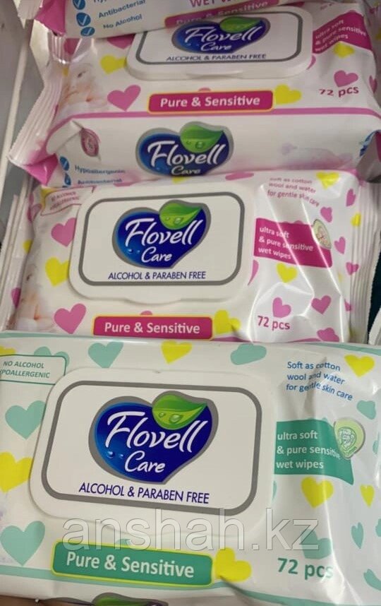 Влажные салфетки 72 шт Flovell Care (24 шт) от компании ИП Оптовая компания Anshah - фото 1