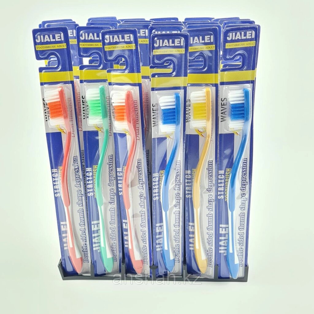 Взрослые зубные щетки "Женьшень" №668, разные цвета от компании ИП Оптовая компания Anshah - фото 1