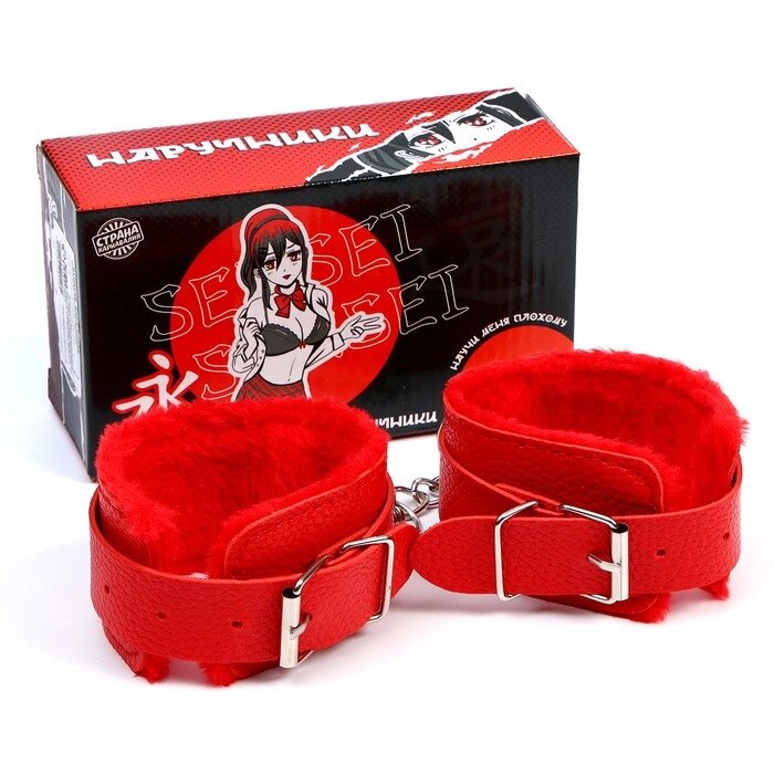 Аксессуар для карнавала- красные наручники от компании Оптовая компания "Sex Opt" - фото 1