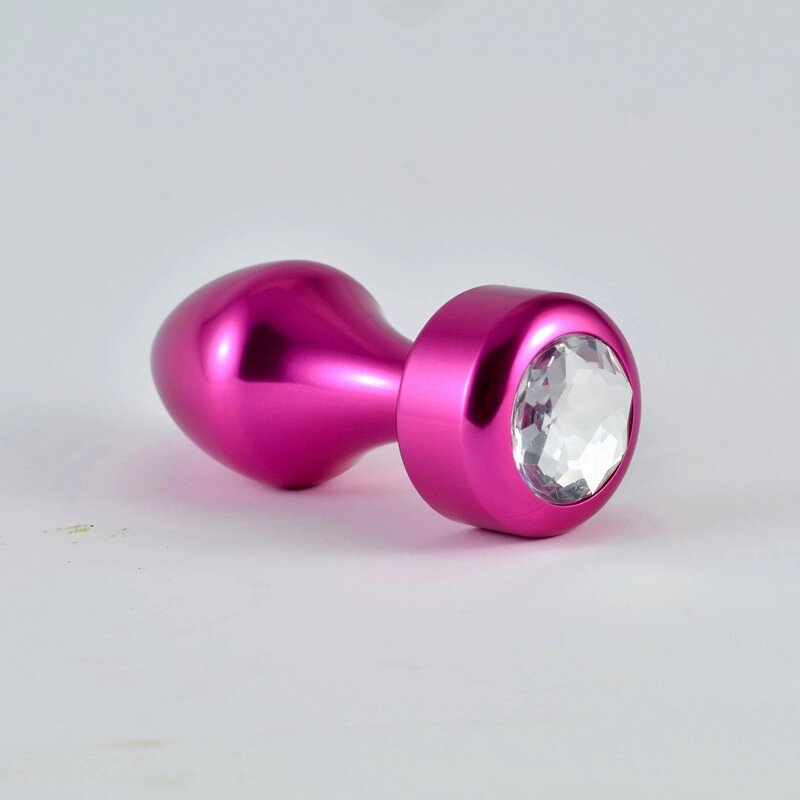 Алюминиевая анальная пробка с кристаллом розовая от компании Оптовая компания "Sex Opt" - фото 1