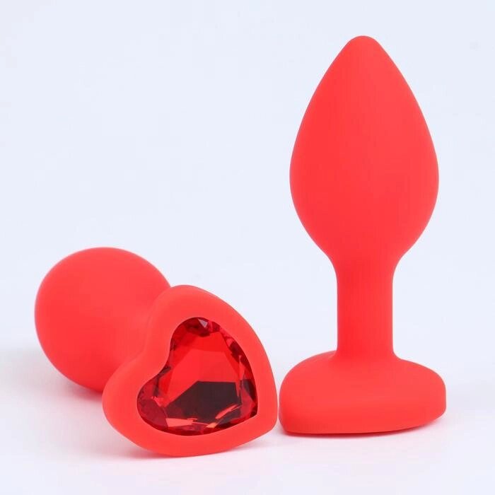Анальная пробка "Сердечко" красная (2,8 мм. * 7,3 мм.) от компании Оптовая компания "Sex Opt" - фото 1