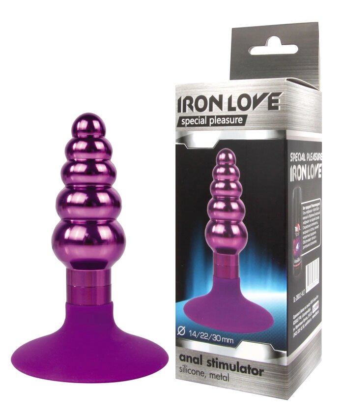 Анальная втулка Iron love фиолетовая (металл) от компании Оптовая компания "Sex Opt" - фото 1