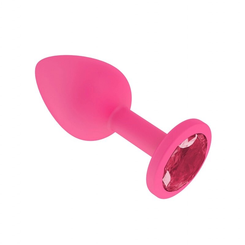 Анальная втулка силиконовая розовая с малиновым кристаллом от компании Оптовая компания "Sex Opt" - фото 1