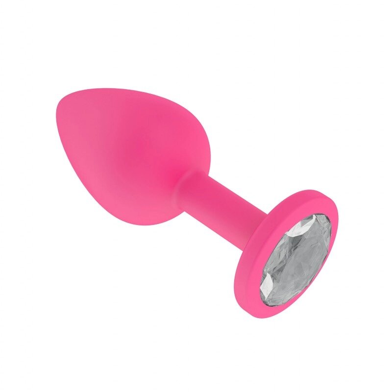 Анальная втулка силиконовая розовая с прозрачным кристаллом от компании Оптовая компания "Sex Opt" - фото 1