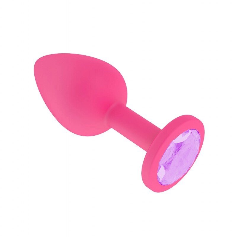 Анальная втулка силиконовая розовая с сиреневым кристаллом от компании Оптовая компания "Sex Opt" - фото 1
