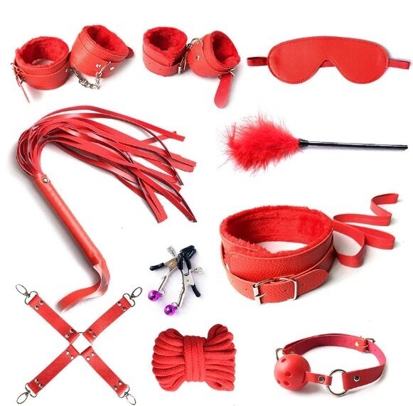 БДСМ набор 10 предметов, красный от компании Оптовая компания "Sex Opt" - фото 1