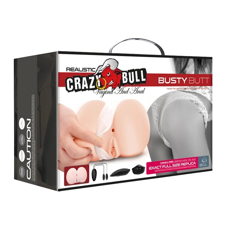 Двойной мастурбатор попка и вагина Crazy bull с вибрацией (реальный размер) от компании Оптовая компания "Sex Opt" - фото 1