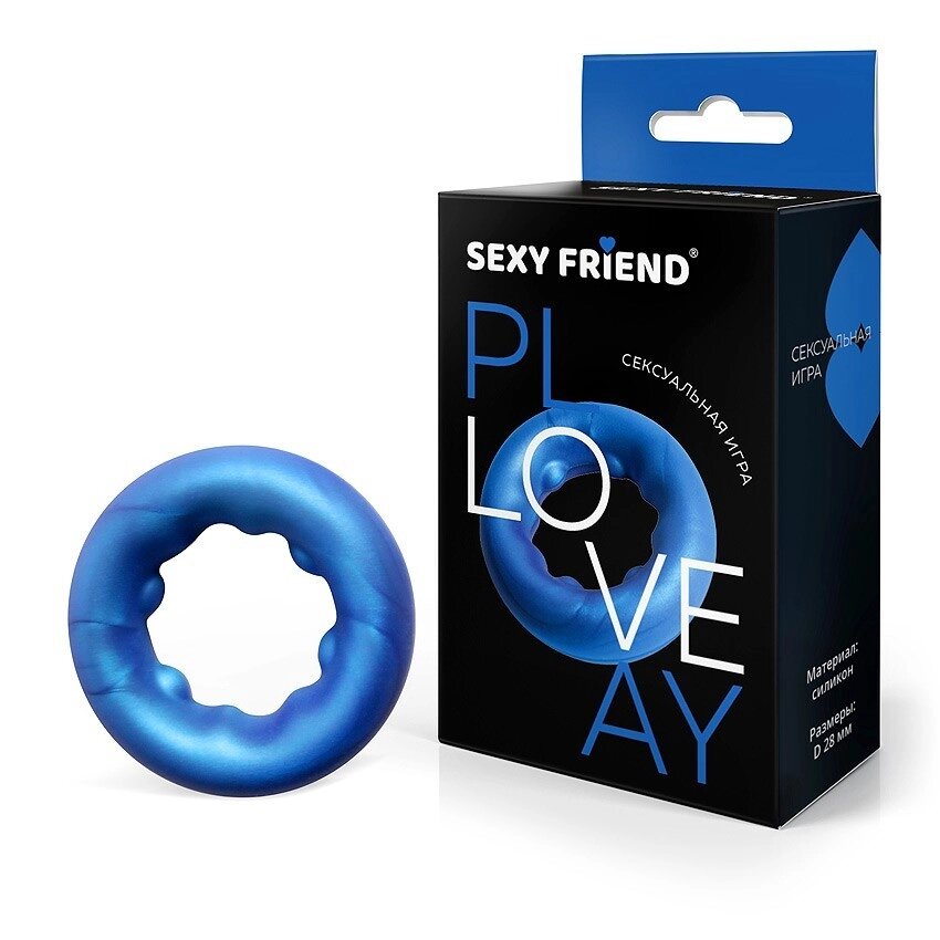 Эрекционное кольцо Love play от Sexy friend (28 мм.) синее от компании Оптовая компания "Sex Opt" - фото 1