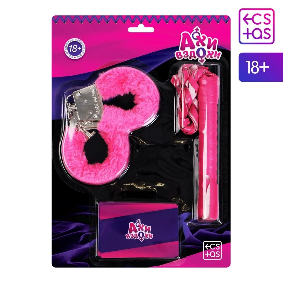 Эротический набор «Ахи-вздохи» с фантами, плёткой и наручниками от компании Оптовая компания "Sex Opt" - фото 1