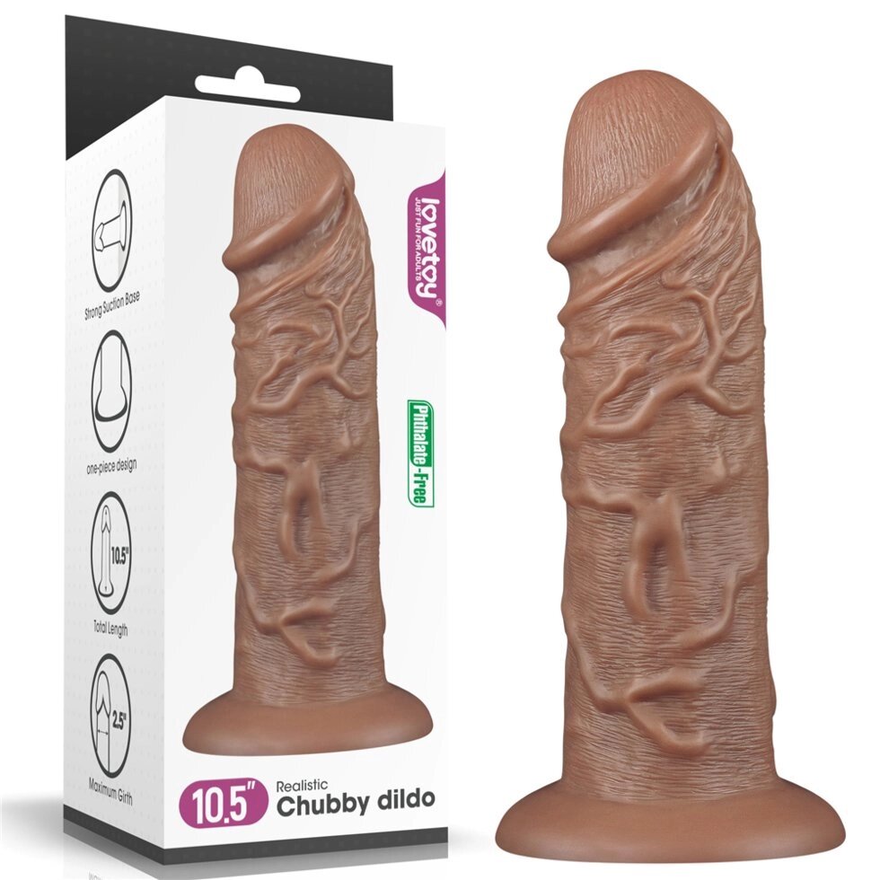 Фаллоимитатор на присоске Realistic Chubby Dildo (26,6 см) от компании Оптовая компания "Sex Opt" - фото 1