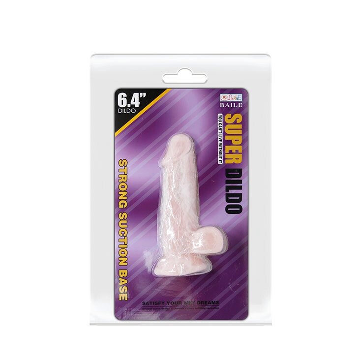 Фаллоимитатор с мошонкой на присоске Super Dildo (16,5*3,7 см) от компании Оптовая компания "Sex Opt" - фото 1