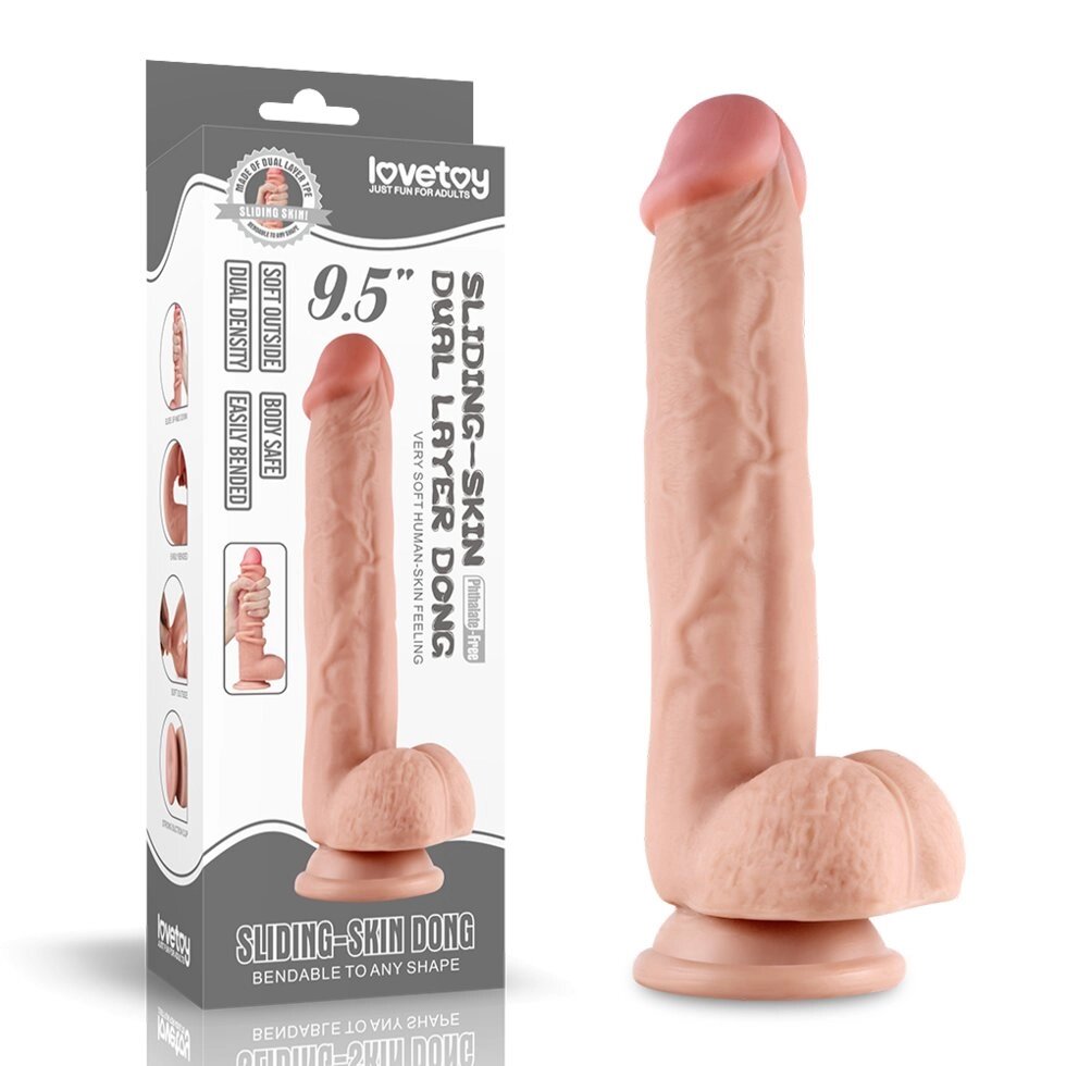 Фаллоимитатор с мошонкой Sliding Skin (24 см) от компании Оптовая компания "Sex Opt" - фото 1