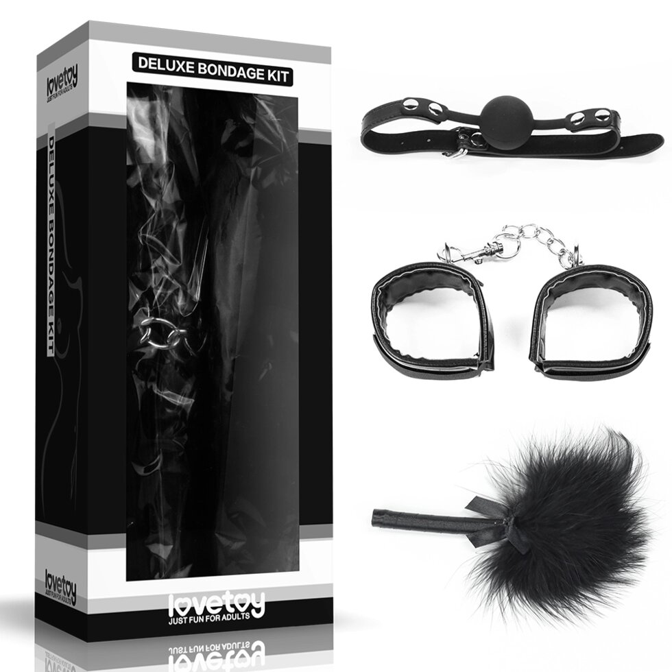 Fetish набор: кляп, наручники, пуховка от компании Оптовая компания "Sex Opt" - фото 1