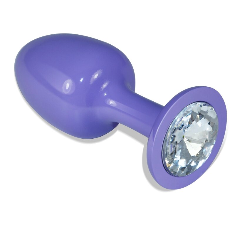 Фиолетовая анальная пробка с белым кристаллом от компании Оптовая компания "Sex Opt" - фото 1