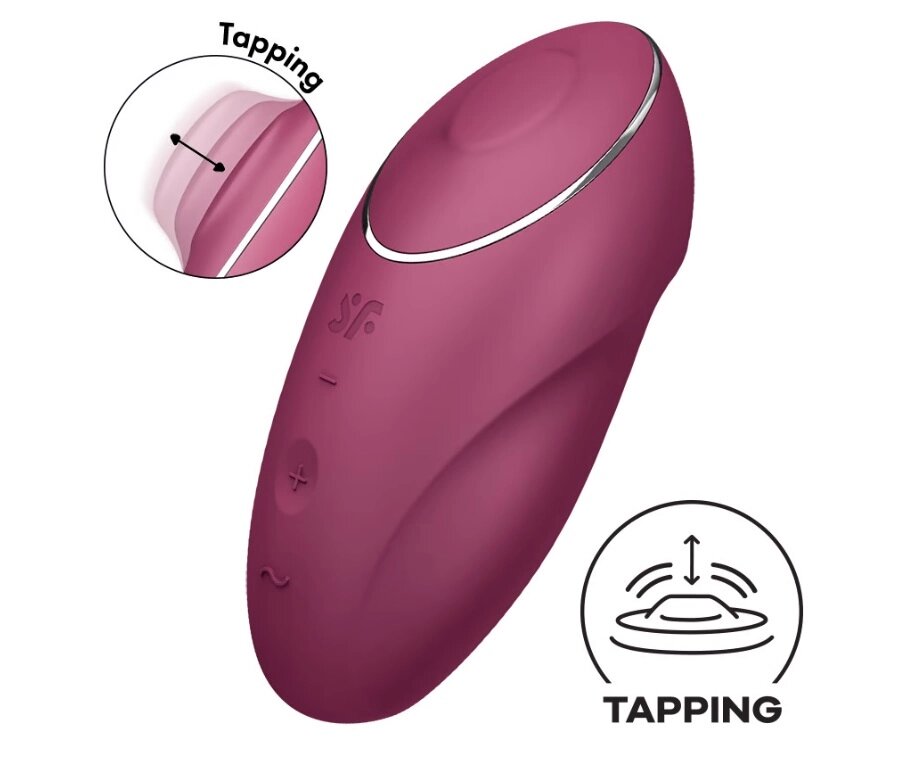 Клиторальный стимулятор с вибрацией Satisfyer Tap&Climax 1 бордовый от компании Оптовая компания "Sex Opt" - фото 1