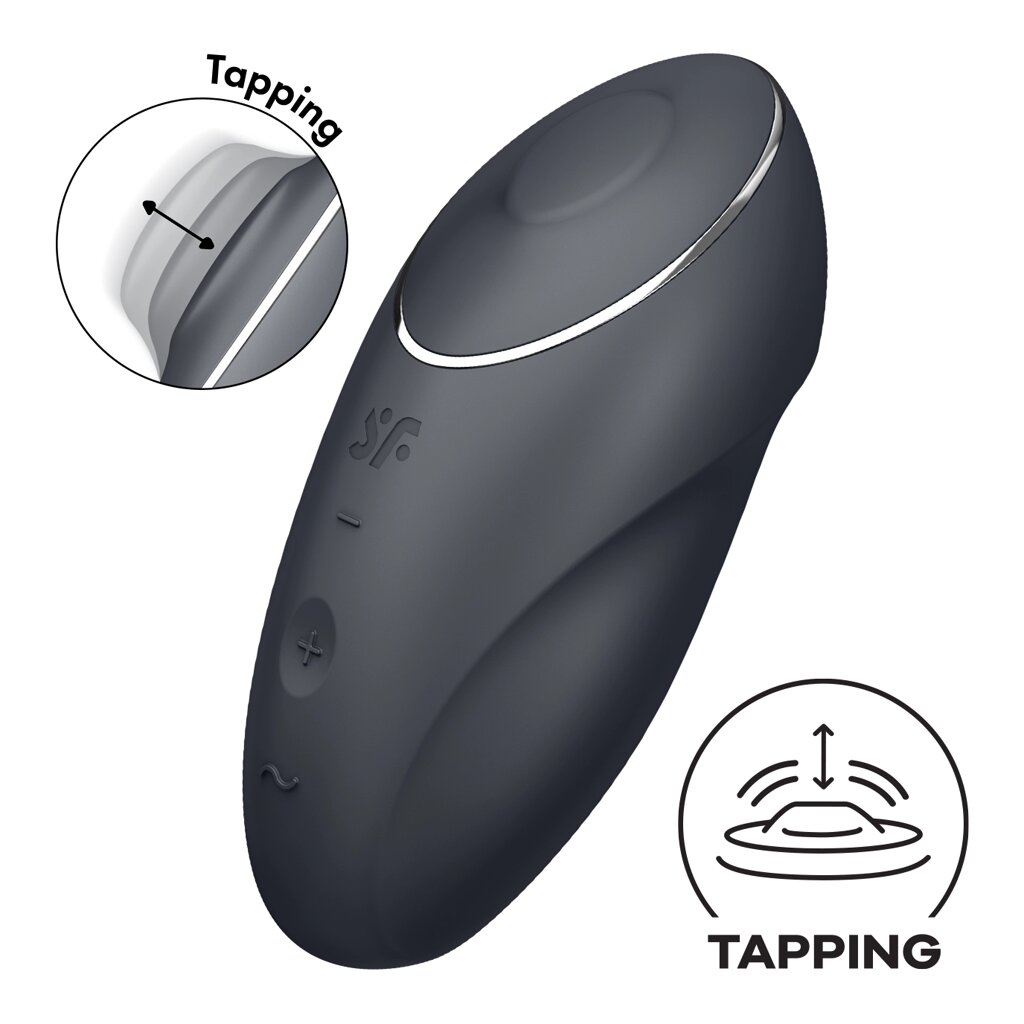 Клиторальный стимулятор с вибрацией Satisfyer Tap&Climax 1 черный от компании Оптовая компания "Sex Opt" - фото 1